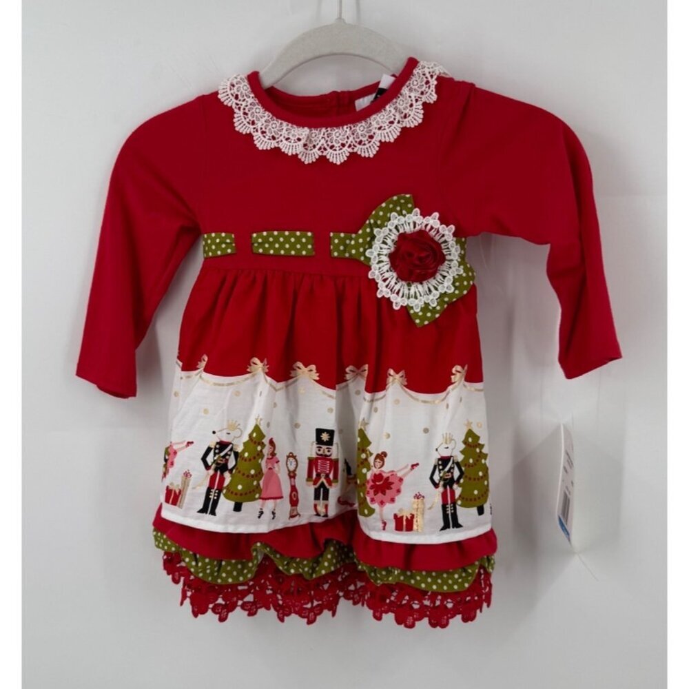 NEW Counting Daisies Girls Dress Size 24 Months Christmas Nutcracker Holiday Red